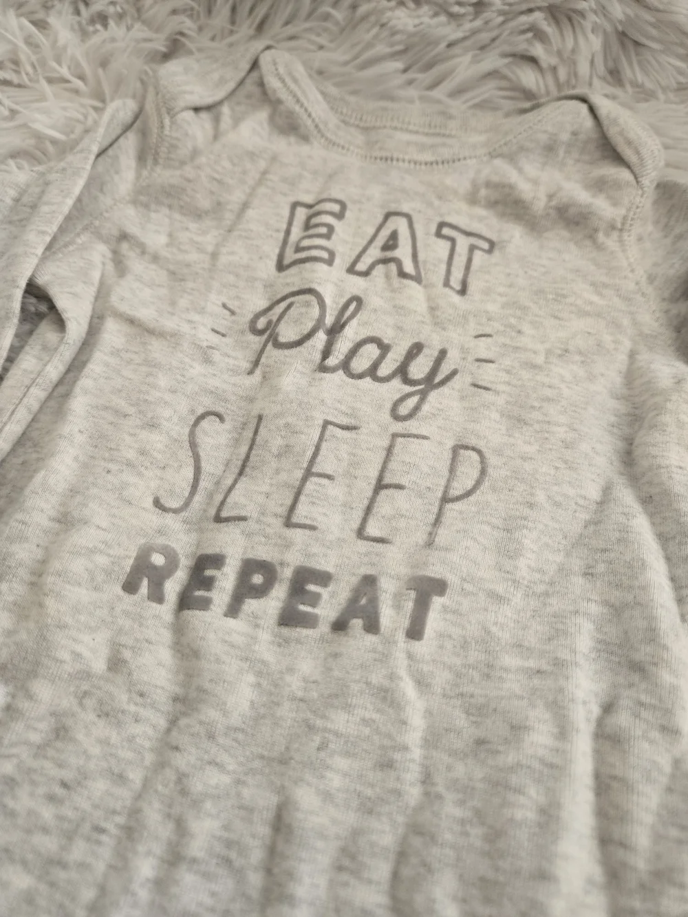Carter's Light Gray 'Eat Play Sleep Repeat' One-Piece Footie